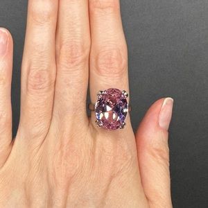 Only 1 left! Large Oval Ice-Cut Pink CZ Ring